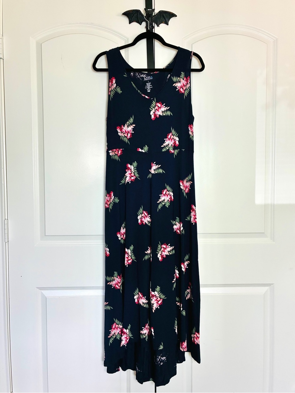 Croft & Barrow Navy Floral Maxi Dress with Pink Blooms size L